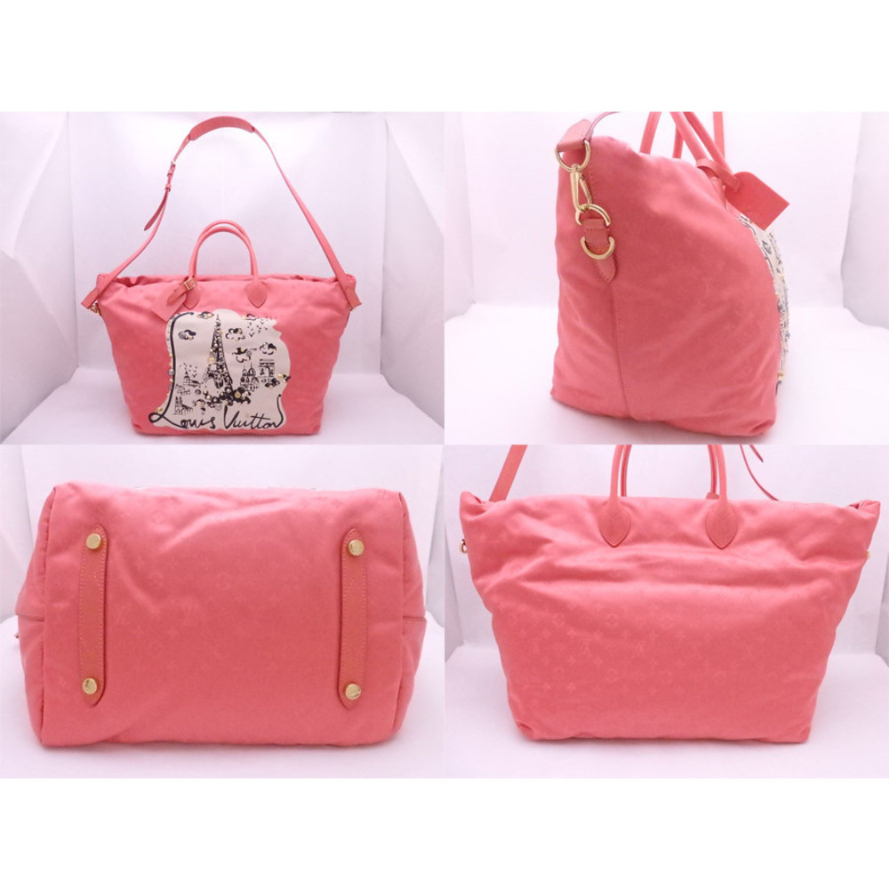 Louis Vuitton Shoulder Vague Handbag Bag Cruise Canvas Coral Nouvelle Cabas Pink